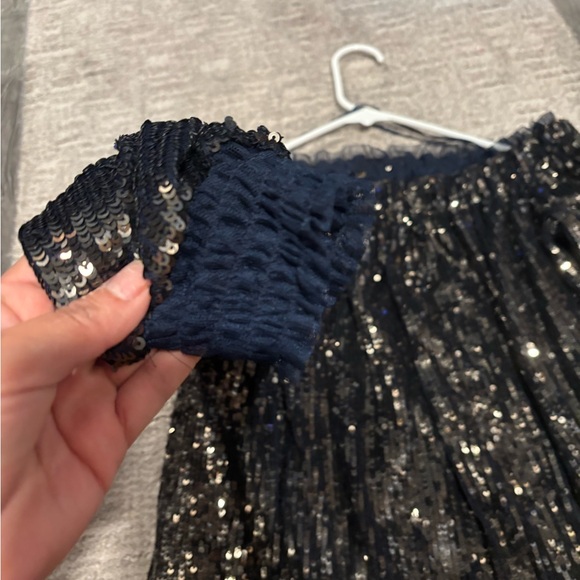 Free people Black Sequin Off-Shoulder Split Midi Dress size Xs NEW - Picture 4 of 7